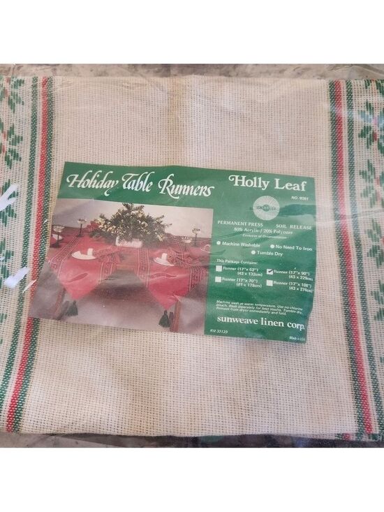 Sunweave Linen Co Other - New in Package Sunweave Linen Co.  Holly Leaf Table Runner 17"x90"